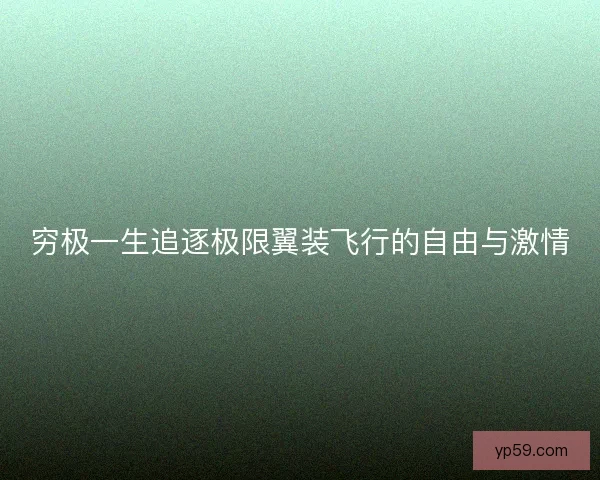 穷极一生追逐极限翼装飞行的自由与激情